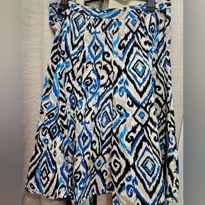 Covington A-Line Skirt with Blue and Black Geometric Design